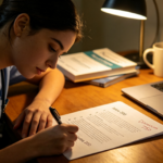 Student nurse mapping out essay sections and word counts — simple planning method that makes writing manageable